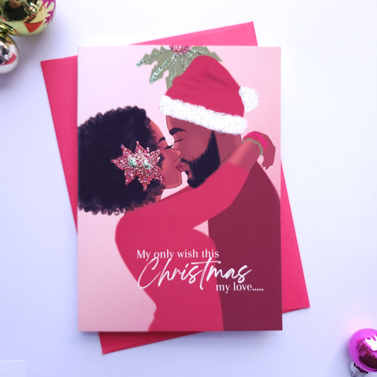 My Only Wish This Christmas - Christmas Card | Black Holiday Cards | Black Love