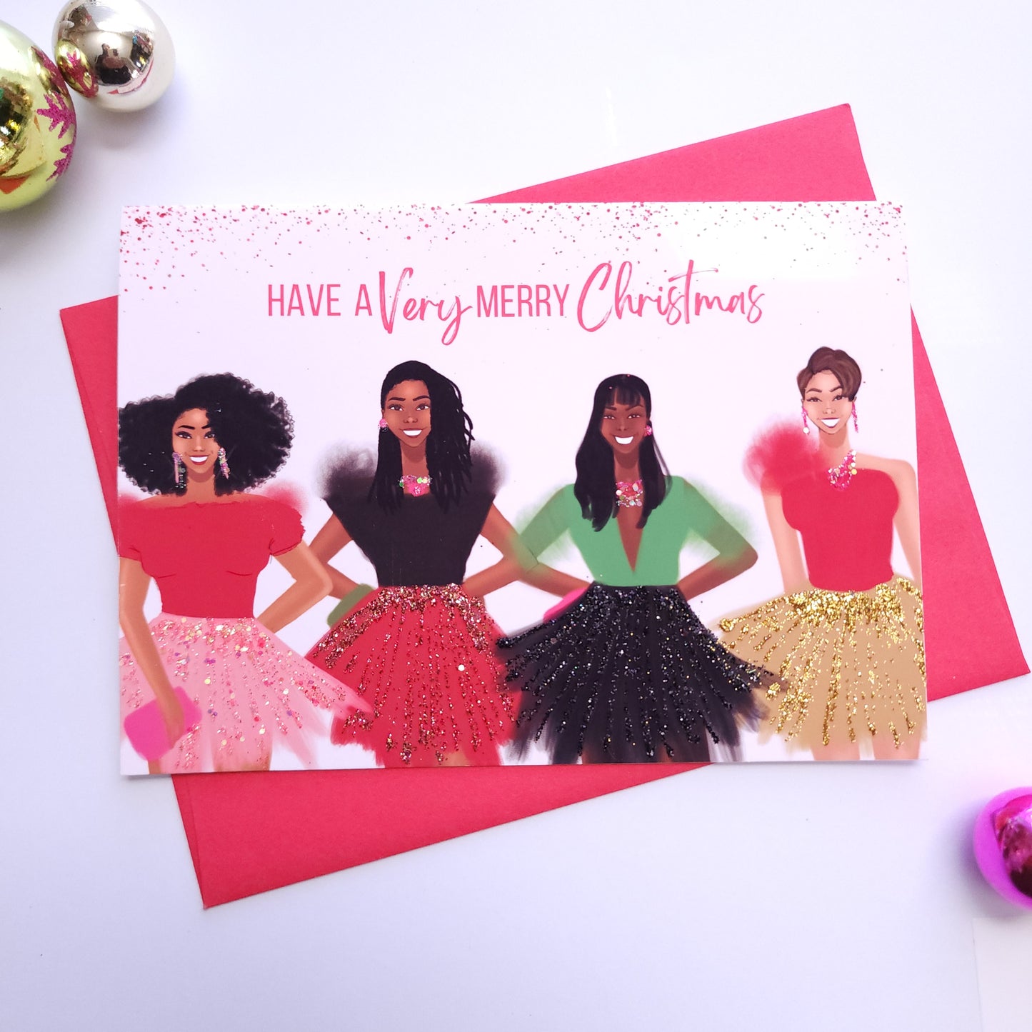 Wishing My Girls A Merry Christmas - Christmas Card
