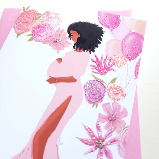 Congratulations to an Expecting Mom of Baby Girl - Baby Shower Greeting Card