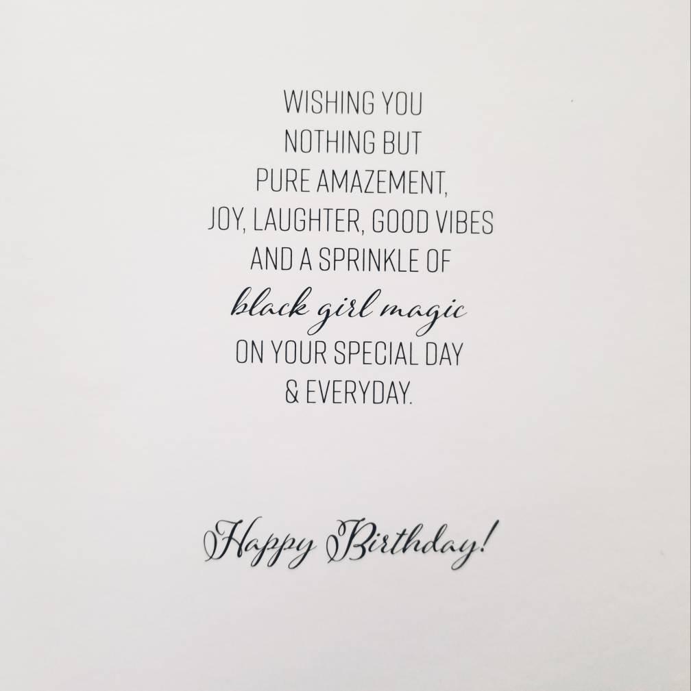 Happy Birthday Card - Girl in Black/Gold