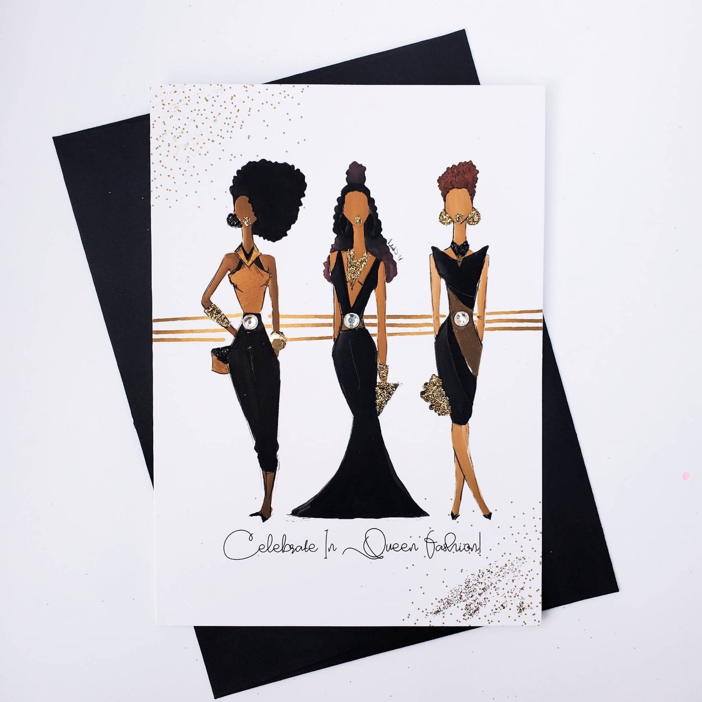 Celebrate In Queen Fashion! - Any Celebration Greeting Card | Black Girl Birthday | Black Greeting Cards | Black Girl Greetings | Melanin