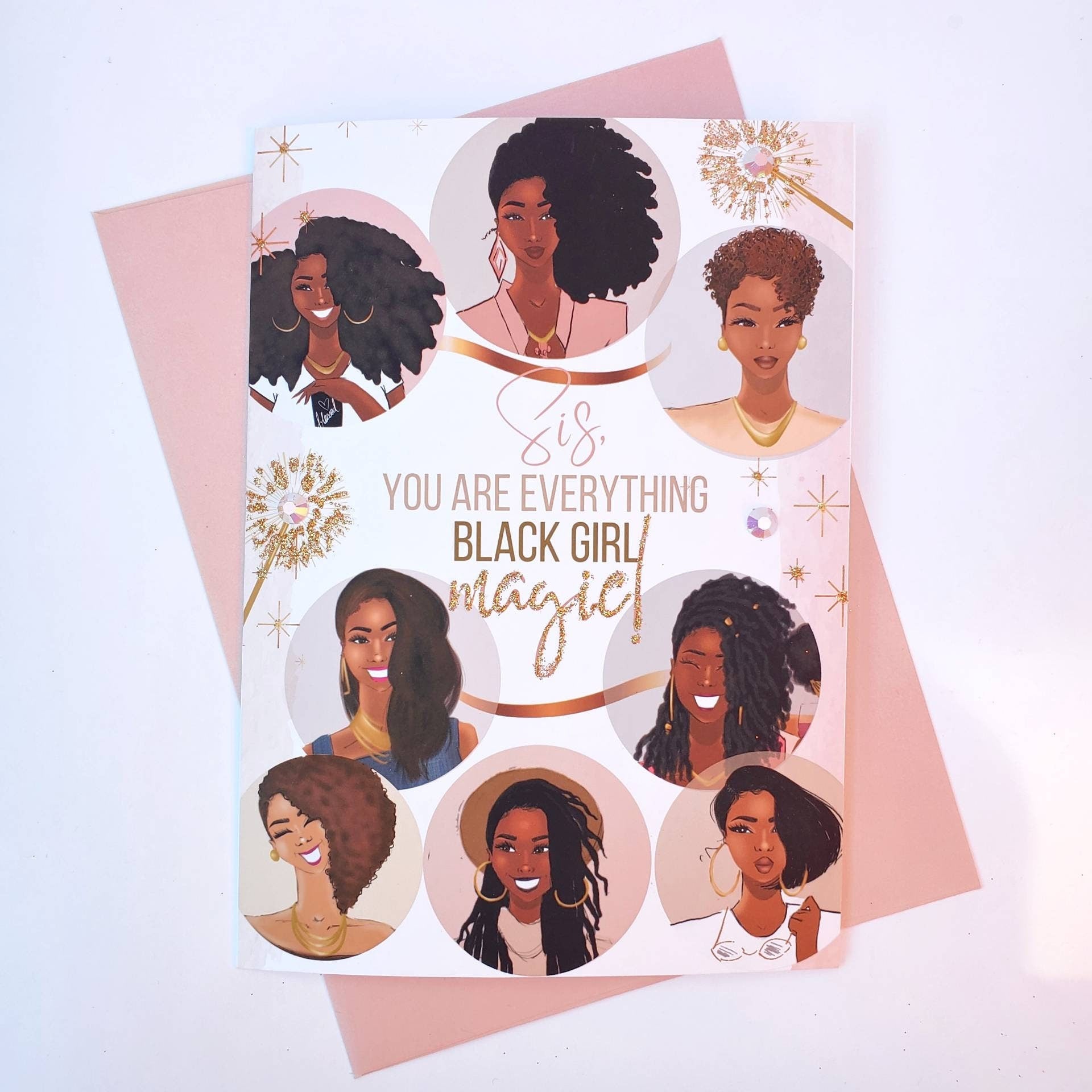 Black Girl Magic - Encouragement | Empowerment | Inspirational | Black Girl Greetings | African American Woman | Black Cards | Illustration