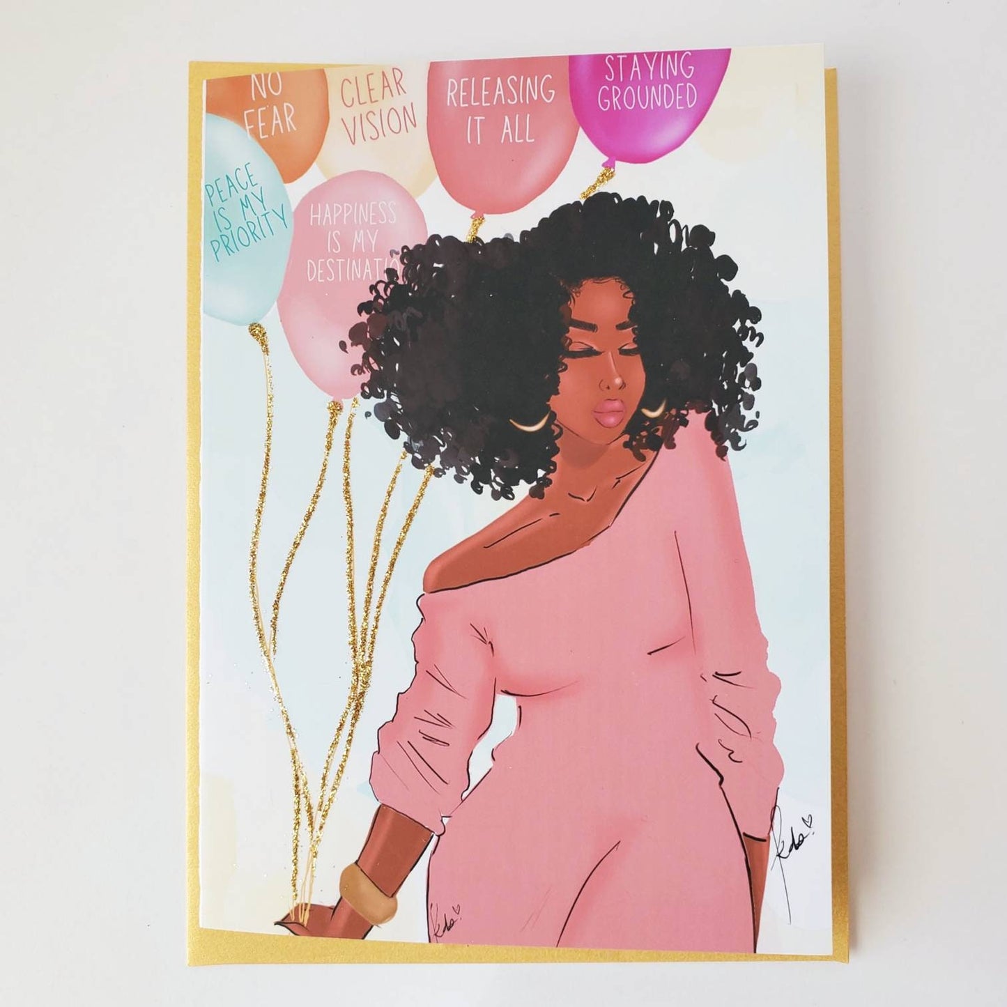 Releasing It All - Encouragement Greeting Card | Black Girl Greetings | Inspirational | Faith | Black Woman | Illustration | Melanin