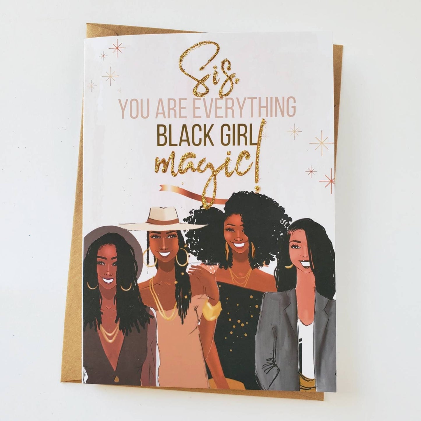 Sis, You Are Black Girl Magic - Version 2 - Empowerment Greeting Card | Uplifting | Black Greeting Cards | Women | Illustration | Natural
