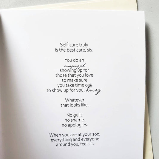 Selfcare Is The Best Care - Greeting Card | Black Greeting Cards | Rest & Relaxation | Self Care Cards | Self Love | Black Woman
