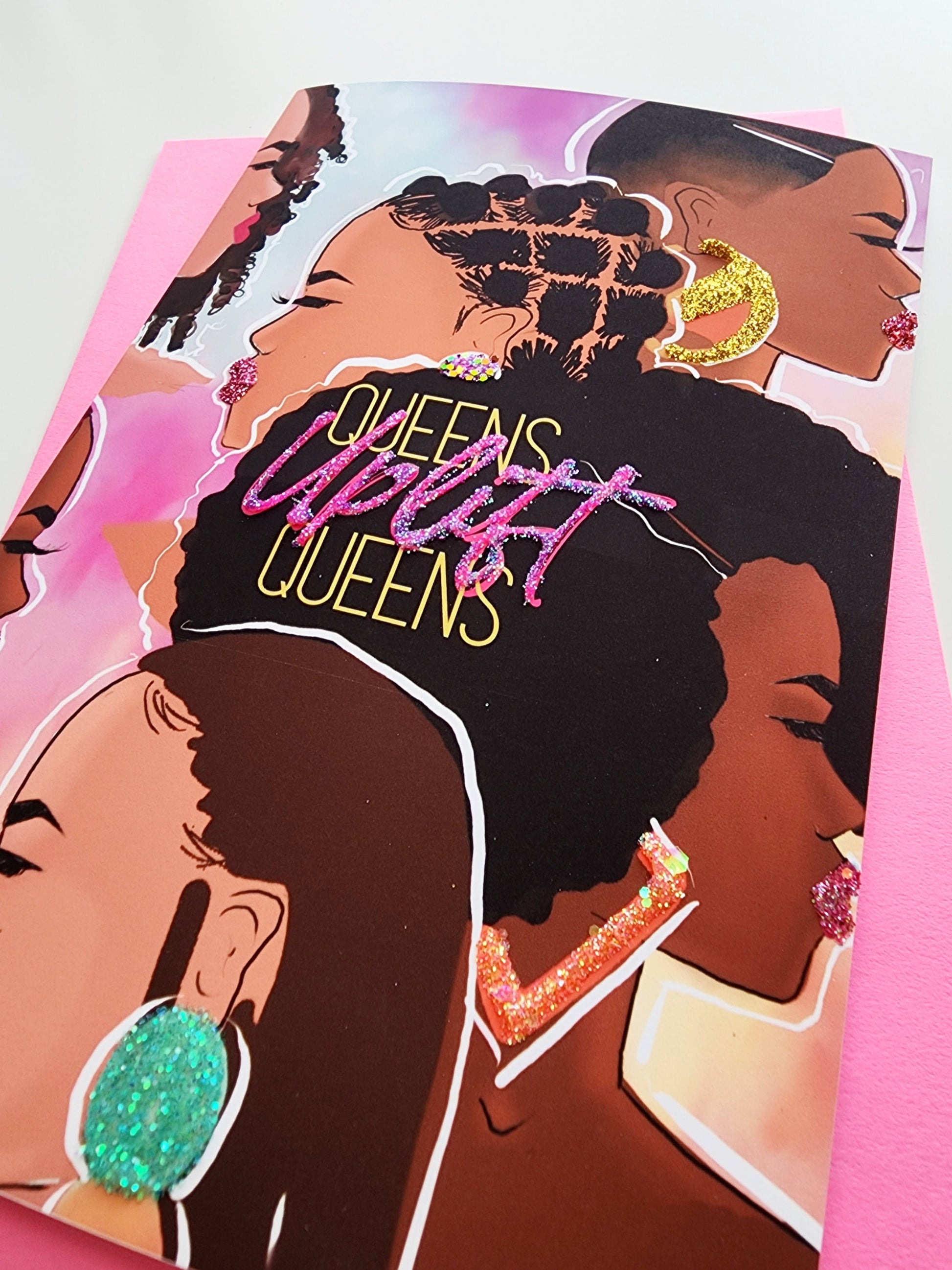 Queens Uplift Queens - Empowerment | Black Girl Greetings | Woman | African American Greeting Card | Illustration | Natural Hair | Melanin