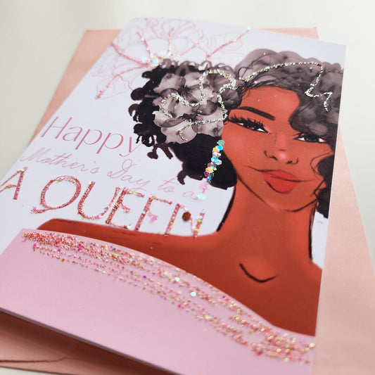 Celebrating a Queen -  To Grandmother from Family | Mothers Day Card | Black Mothers Day | Black Woman Greetings | Black Greeting Cards |
