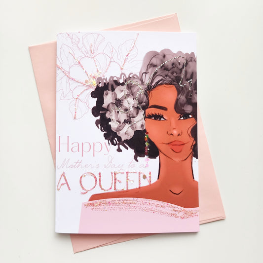 Celebrating a Queen -  To Grandmother from Family | Mothers Day Card | Black Mothers Day | Black Woman Greetings | Black Greeting Cards |